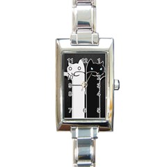 Texture Cats Black White Rectangle Italian Charm Watch