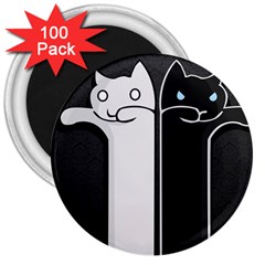 Texture Cats Black White 3  Magnets (100 Pack)