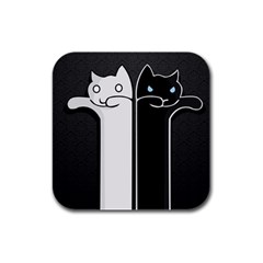 Texture Cats Black White Rubber Square Coaster (4 Pack) 