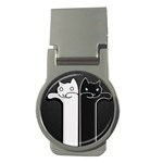 Texture Cats Black White Money Clips (Round)  Front