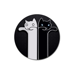 Texture Cats Black White Rubber Round Coaster (4 Pack) 