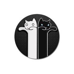 Texture Cats Black White Magnet 3  (round) by Simbadda