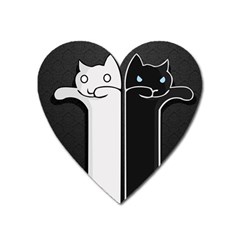 Texture Cats Black White Heart Magnet