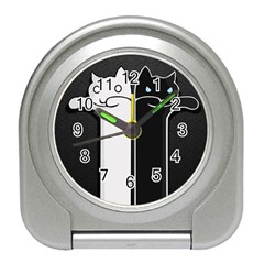 Texture Cats Black White Travel Alarm Clocks