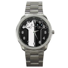 Texture Cats Black White Sport Metal Watch