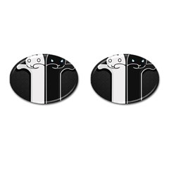 Texture Cats Black White Cufflinks (oval) by Simbadda