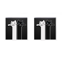 Texture Cats Black White Cufflinks (square) by Simbadda