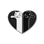 Texture Cats Black White Heart Coaster (4 pack)  Front