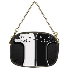 Texture Cats Black White Chain Purses (one Side) 