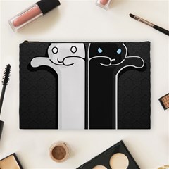 Texture Cats Black White Cosmetic Bag (large)  by Simbadda