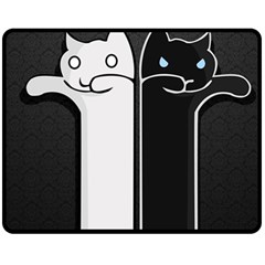 Texture Cats Black White Fleece Blanket (medium)  by Simbadda