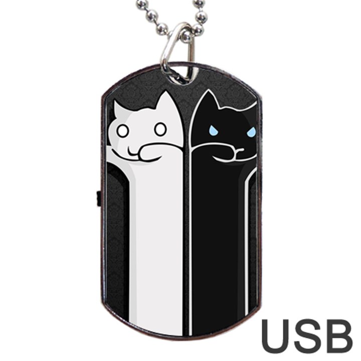 Texture Cats Black White Dog Tag USB Flash (Two Sides)