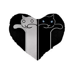 Texture Cats Black White Standard 16  Premium Heart Shape Cushions by Simbadda