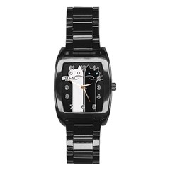 Texture Cats Black White Stainless Steel Barrel Watch