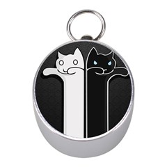 Texture Cats Black White Mini Silver Compasses