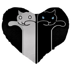 Texture Cats Black White Large 19  Premium Flano Heart Shape Cushions