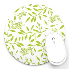 Leaves Pattern Seamless Round Mousepads by Simbadda