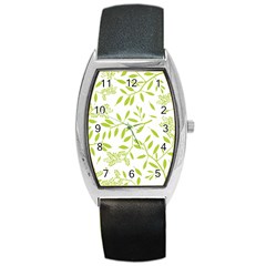 Leaves Pattern Seamless Barrel Style Metal Watch by Simbadda