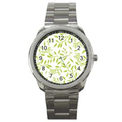 Leaves Pattern Seamless Sport Metal Watch by Simbadda