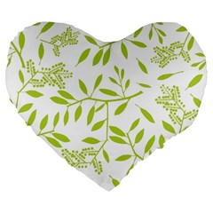 Leaves Pattern Seamless Large 19  Premium Flano Heart Shape Cushions