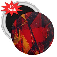 Surface Line Pattern Red 3  Magnets (10 Pack)  by Simbadda