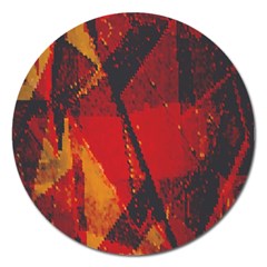 Surface Line Pattern Red Magnet 5  (round)