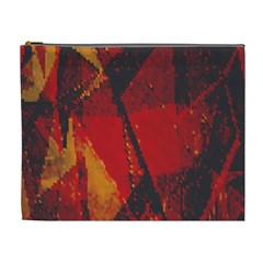 Surface Line Pattern Red Cosmetic Bag (xl) by Simbadda