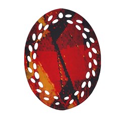 Surface Line Pattern Red Oval Filigree Ornament (two Sides)