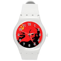 Lenin  Round Plastic Sport Watch (m) by Valentinaart