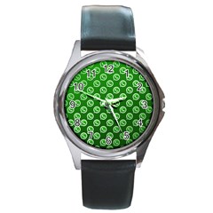 Whatsapp Logo Pattern Round Metal Watch by Simbadda