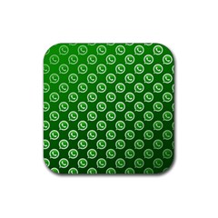 Whatsapp Logo Pattern Rubber Coaster (square)  by Simbadda