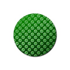 Whatsapp Logo Pattern Rubber Coaster (round)  by Simbadda