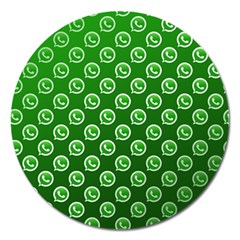 Whatsapp Logo Pattern Magnet 5  (round) by Simbadda