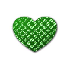 Whatsapp Logo Pattern Rubber Coaster (heart)  by Simbadda