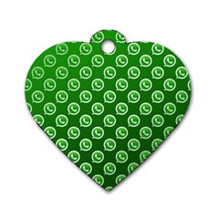 Whatsapp Logo Pattern Dog Tag Heart (one Side) by Simbadda