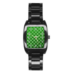 Whatsapp Logo Pattern Stainless Steel Barrel Watch by Simbadda