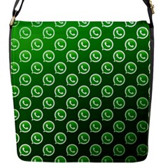 Whatsapp Logo Pattern Flap Messenger Bag (s) by Simbadda