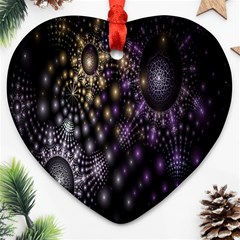 Fractal Patterns Dark Circles Ornament (heart)