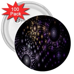 Fractal Patterns Dark Circles 3  Buttons (100 Pack) 