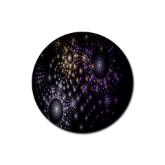 Fractal Patterns Dark Circles Rubber Coaster (round) 