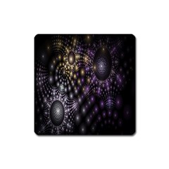 Fractal Patterns Dark Circles Square Magnet by Simbadda