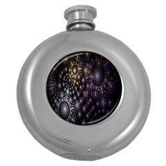 Fractal Patterns Dark Circles Round Hip Flask (5 Oz)