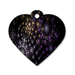 Fractal Patterns Dark Circles Dog Tag Heart (one Side)