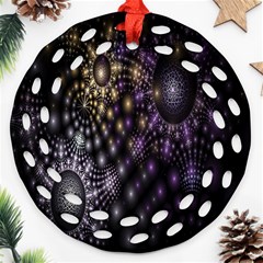 Fractal Patterns Dark Circles Round Filigree Ornament (two Sides)