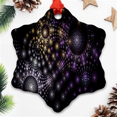 Fractal Patterns Dark Circles Snowflake Ornament (two Sides)