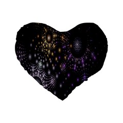 Fractal Patterns Dark Circles Standard 16  Premium Heart Shape Cushions