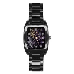 Fractal Patterns Dark Circles Stainless Steel Barrel Watch