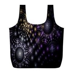 Fractal Patterns Dark Circles Full Print Recycle Bags (l) 