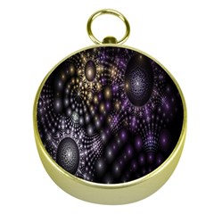 Fractal Patterns Dark Circles Gold Compasses by Simbadda