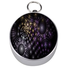 Fractal Patterns Dark Circles Silver Compasses